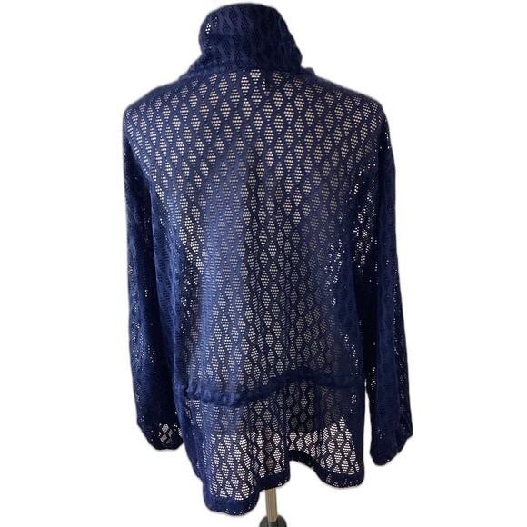 Southern Lady Jacket Women's Size 3X Navy Full Zipper Lace Drawstring Waist - Picture 2 of 9